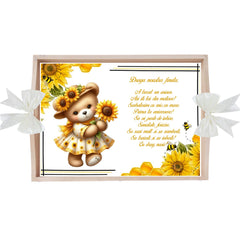 Set tavita pentru taiere mot/turta, model cu Ursulet, ivoire, 6 piese, 35x20 cm, Recostore®, REC1967/339