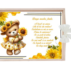 Set tavita pentru taiere mot/turta, model cu Ursulet, ivoire, 6 piese, 35x20 cm, Recostore®, REC1967/339