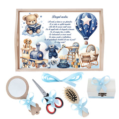 Set tavita pentru taiere mot, model Ursulet cu balon, Bleu, 6 piese, 35x20 cm, Recostore®, REC1967/340