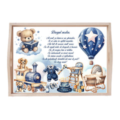 Set tavita pentru taiere mot, model Ursulet cu balon, Bleu, 6 piese, 35x20 cm, Recostore®, REC1967/340