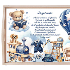 Set tavita pentru taiere mot, model Ursulet cu balon, Bleu, 6 piese, 35x20 cm, Recostore®, REC1967/340