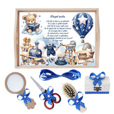 Set tavita pentru taiere mot, model Ursulet cu balon, Albastru electric, 6 piese, 35x20 cm, Recostore®, REC1967/341