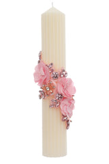 Lumanare botez cu detalii florale, 35x6 cm, REC5001/18