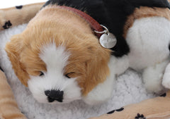 Catel interactiv cu cosulet, doarme, latra si da din coada, Sweet Petzzz, dimensiune 25 x 16cm, REC2959