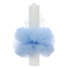 Lumanare botez, ingeras, 30x5.5 cm, bleu, Recostore®, REC5004/2