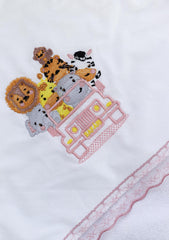 Trusou pentru botez de fete, Model Safari, Roz pudrat, 7 piese,  Recostore®, REC2504