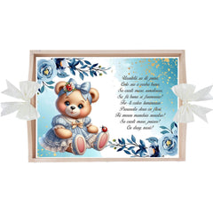 Set tavita pentru taiere mot/turta, model cu Ursulet, ivoire, 6 piese, 35x20 cm, Recostore®, REC1967/342