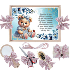 Set tavita pentru taiere mot/turta, model cu Ursulet, roz pudrat, 6 piese, 35x20 cm, Recostore®, REC1967/343