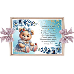 Set tavita pentru taiere mot/turta, model cu Ursulet, roz pudrat, 6 piese, 35x20 cm, Recostore®, REC1967/343