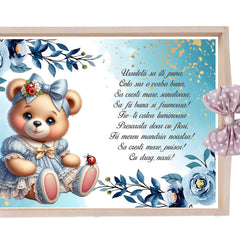 Set tavita pentru taiere mot/turta, model cu Ursulet, roz pudrat, 6 piese, 35x20 cm, Recostore®, REC1967/343