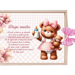 Set tavita pentru taiere mot/turta, model cu Ursulet, roz, 6 piese, 35x20 cm, Recostore®, REC1967/344