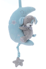 Jucarie pentru patut bebe, semiluna muzicala cu catel, dimensiune 25 cm, REC2978