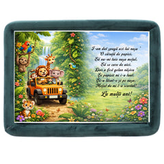 Tava mot baieti, aniversare 1 an, model Jungla, catifea verde inchis, 10 piese, 34x25 cm, REC5011/51