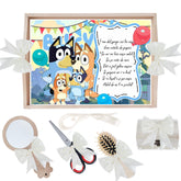 Set tavita pentru taiere mot/turta, model tip Bingo Si Bluey, ivoire, 6 piese, 35x20 cm, REC1967/349