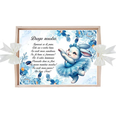 Set tavita pentru taiere mot/turta, model iepuras balerina, ivoire, 6 piese, 35x20 cm, REC1967/350