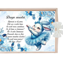 Set tavita pentru taiere mot/turta, model iepuras balerina, ivoire, 6 piese, 35x20 cm, REC1967/350