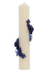 Lumanare botez cu detalii florale, 35x6 cm, REC5001/19