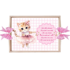 Set tavita pentru taiere mot/turta, model cu Pisicuta, roz, 6 piese, 35x20 cm, REC1967/353