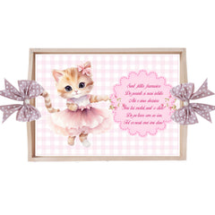 Set tavita pentru taiere mot/turta, model cu Pisicuta, roz pudrat, 6 piese, 35x20 cm, REC1967/354