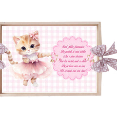 Set tavita pentru taiere mot/turta, model cu Pisicuta, roz pudrat, 6 piese, 35x20 cm, REC1967/354