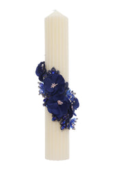 Lumanare botez cu detalii florale, 35x6 cm, REC5001/19