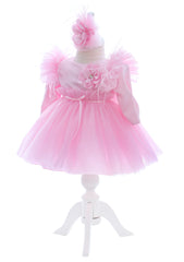 Trusou complet pentru botez de fete personalizat cu Balerina, trusou brodat, lumanare, rochita si pantofiori, roz, 12 piese, Recostore®, REC2680