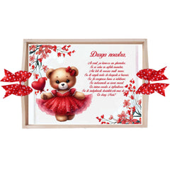 Set tavita pentru taiere mot/turta, model cu Ursulet, rosu, 6 piese, 35x20 cm, REC1967/355