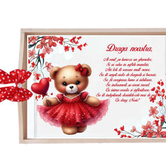 Set tavita pentru taiere mot/turta, model cu Ursulet, rosu, 6 piese, 35x20 cm, REC1967/355