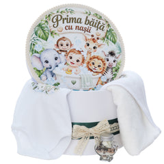 Set "Prima baita cu nasii" model Safari, 5 piese, body, prosop, borcan mirodenii, scrisoare si cutie, Recostore® REC3540