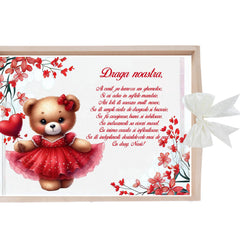 Set tavita pentru taiere mot/turta, model cu Ursulet, ivoire, 6 piese, 35x20 cm, REC1967/356