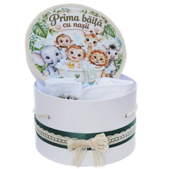 Set "Prima baita cu nasii" model Safari, 5 piese, body, prosop, borcan mirodenii, scrisoare si cutie, Recostore® REC3540