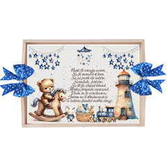 Set tavita pentru taiere mot, model tip Ursulet, albastru electric, 6 piese, 35x20 cm, REC1967/358