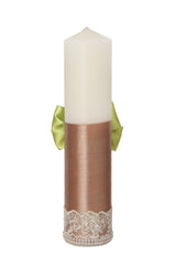 Lumanare botez baieti, model cu Ursuletul aviator, 30x7 cm, bej inchis-verde olive, Recostore®, REC5002/21