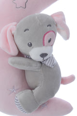 Jucarie pentru patut bebe, semiluna muzicala cu catel, dimensiune 25 cm, REC2979