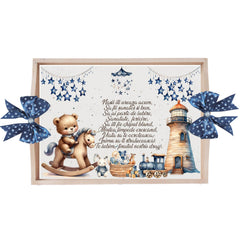 Set tavita pentru taiere mot, model tip Ursulet, bleumarin, 6 piese, 35x20 cm, REC1967/359