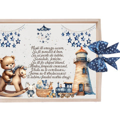 Set tavita pentru taiere mot, model tip Ursulet, bleumarin, 6 piese, 35x20 cm, REC1967/359