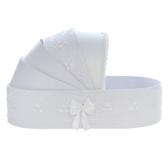 Trusou tip landou pentru botez de fete, Model brodat cu Balerina, alb, 8 piese, REC5005/14