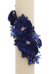 Lumanare botez cu detalii florale, 35x6 cm, REC5001/19