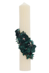 Lumanare botez cu detalii florale, 35x6 cm, REC5001/20