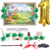 Tava pentru taiere mot, model cu Dinozauri, Verde, 10 piese, 35x20 cm, REC1967/363