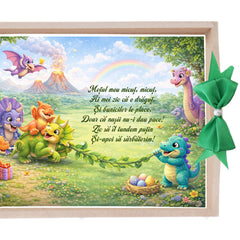 Tava pentru taiere mot, model cu Dinozauri, Verde, 10 piese, 35x20 cm, REC1967/363