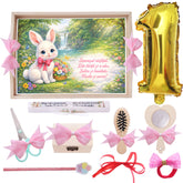 Tava pentru taiere mot/turta, model cu Iepuras, roz, 10 piese, 35x20 cm, REC1967/364