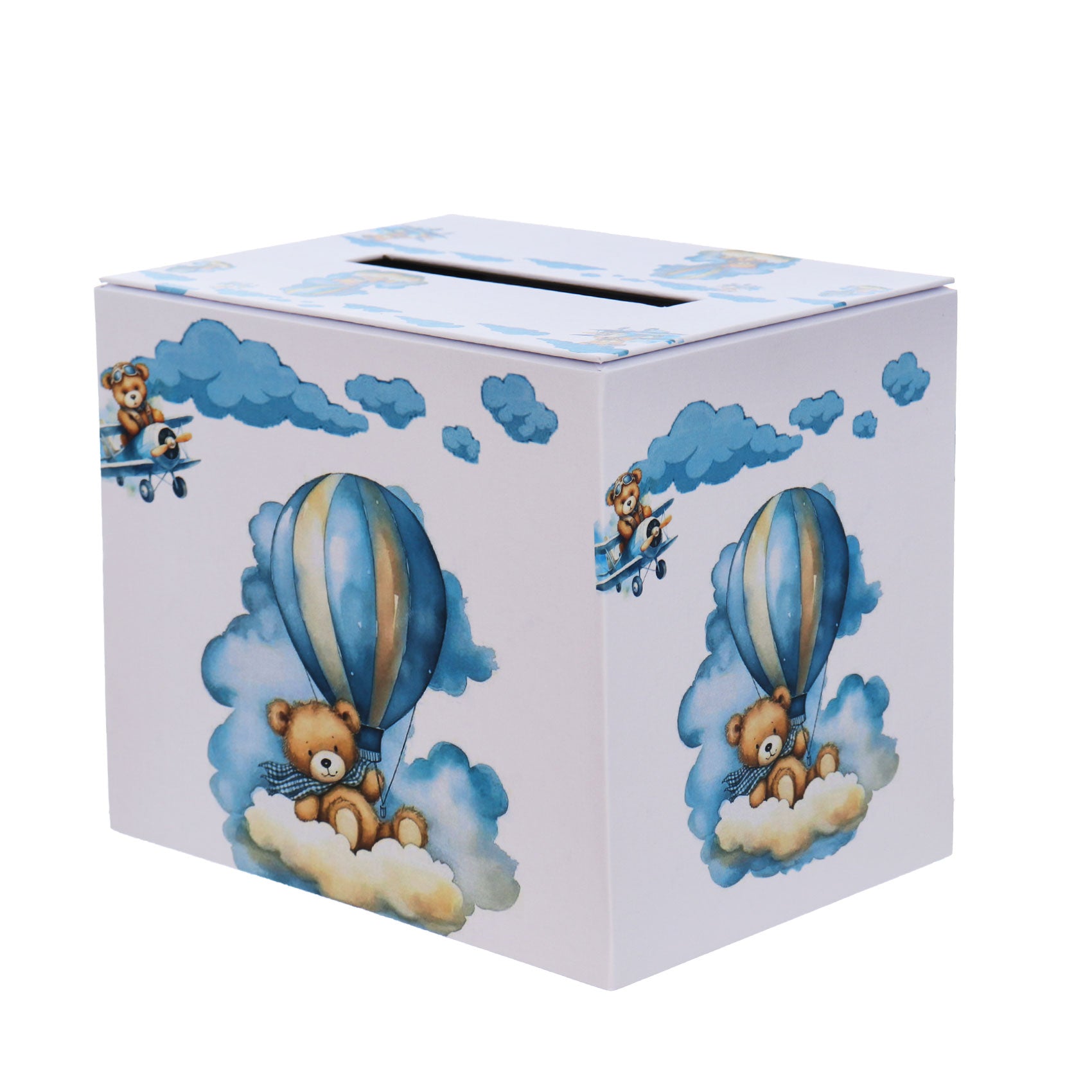 Cutie pentru strans darul la evenimente, model tip Ursulet cu baloane, 28x20x23 cm, Recostore®, REC3071