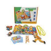 Joc educativ din lemn, pompier, dimensiune 22.5cm x 30cm x 3.5cm, REC2844