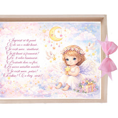 Tava pentru taiere mot/turta, model cu Ingeras, roz, 10 piese, 35x20 cm, REC1967/365