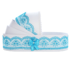 Trusou tip landou pentru botez de baieti, Model brodat cu Ursuletul aviator, turcoaz, 8 piese, REC5005/2