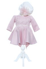 Set trusou complet pentru botez de fete, model Balerina, 11 piese, Rochita cu funda la spate, lumanare cu zana, trusou brodat si pantofiori, Recostore®, REC2497