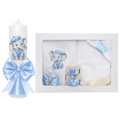 Set trusou botez cu elefant, lumanare si trusou, 8 piese, Recostore® REC5013/28