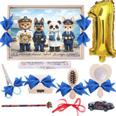 Tava pentru taiere mot, model Animalute cu meserii, albastru, 10 piese, 35x20 cm, REC1967/369