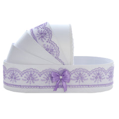 Trusou tip landou pentru botez de fete, Model brodat cu Balerina, lila, 8 piese, REC5005/15